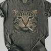 Tabby Smoking Cat Shirt, Funny Sarcastic Grumpy Tee, Vintage 90s Flash Photography Style Tee, Cinematic Close-Up Cat Face Cigarette Graphic
