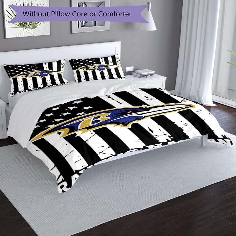 Ravens Nation Design Bett Bettwäsche Set 1 Bettbezug + 2 Kissenbezüge Weich Atmungsaktiv Haushalt Bettwäsche