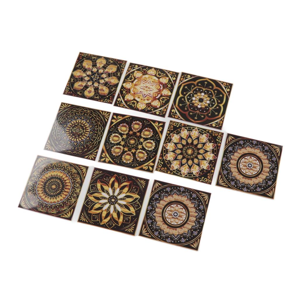 10pcs Tile Sticker Waterproof Clear Pattern Self Adhesive Wall Decals for Hotel Bedroom Kitchen