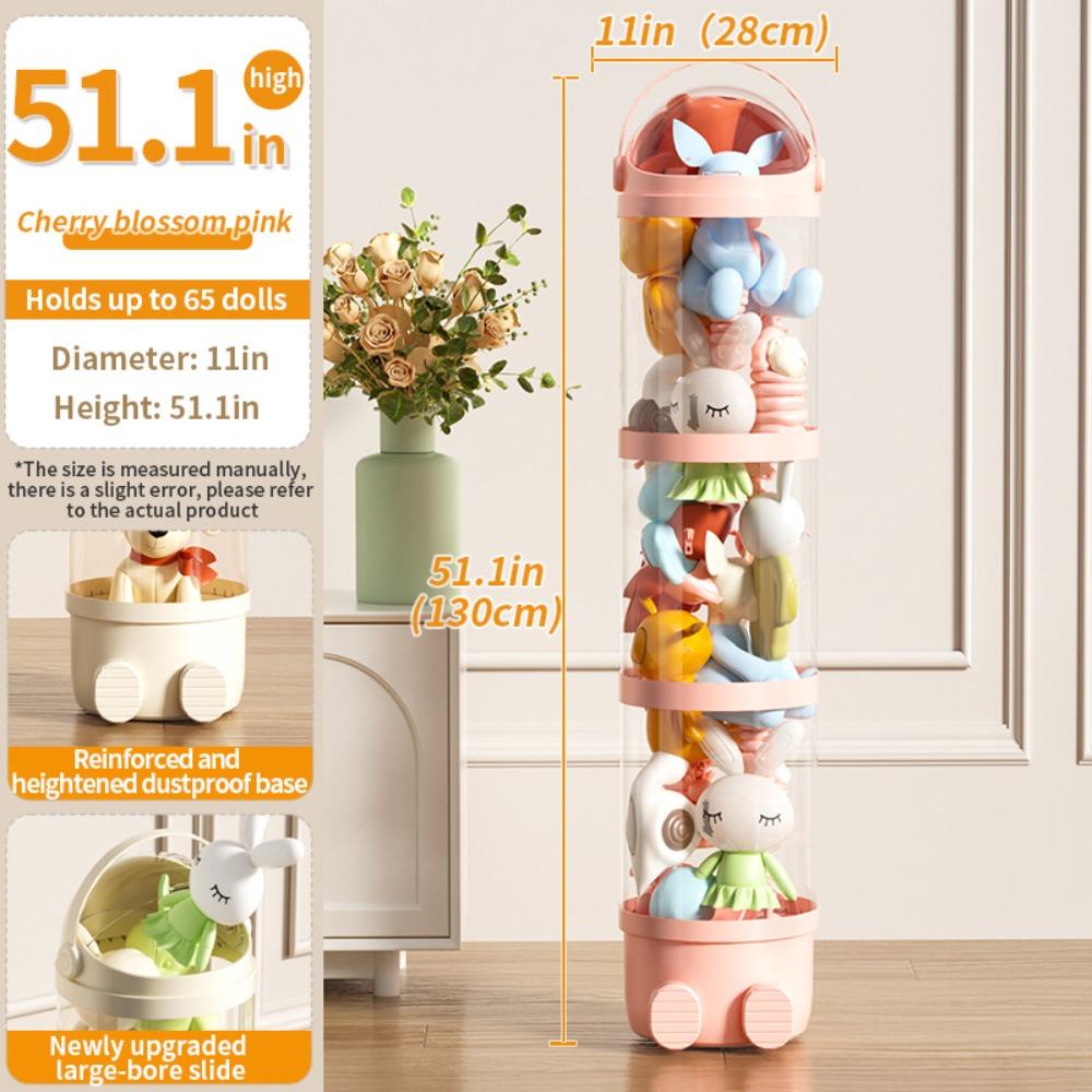 Transparent Doll Storage Box Plastic Storage Bucket New Stuffed Doll Organizer for Children Kids