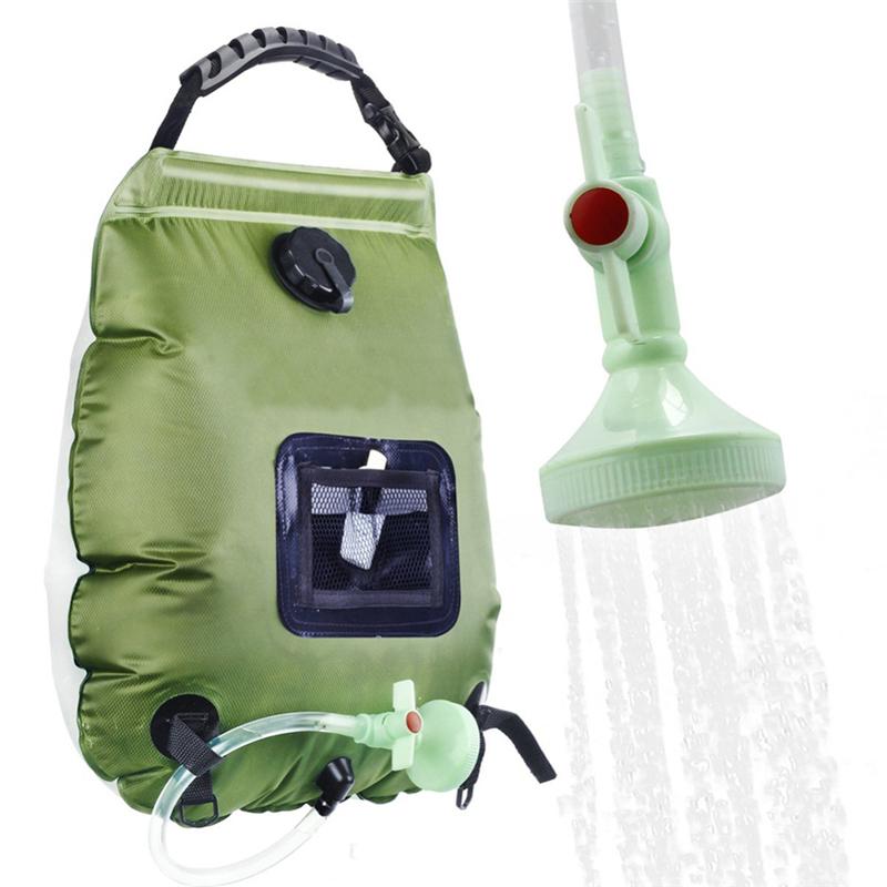 20L Water Bags Portable Outdoor Camping Shower Bag Solar Heating Folding Hiking Climbing Bath Equipment Switchable Shower Head