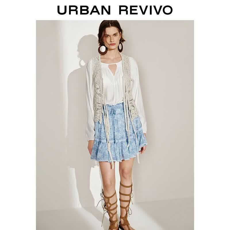 UR Women's Autumn Shirred Tie Loose Blouse