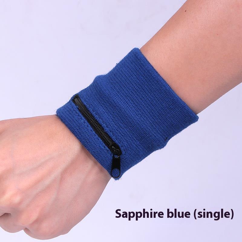 

Аутентичный баскетбольный беговой спортивный напульсник из полиэстера и хлопка на молнии, влаговпитывающий и вытирающий пот, напульсник-кошелек Zero сапфир синий