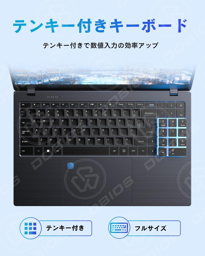 Dobios N95 1920x1080 IPS 13. Windows 11 s Office Slim USB Ideální pro online práci z domova a video 16GB DDR5 a 512GB NVMe SSD Laptop, 15,6palcový,