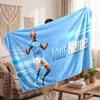 Erling Haaland Personalized Fleece Blanket With Football Logo, Custom Name Text Soft Warm Home Throw Blanket