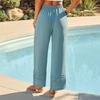 Pantalon large décontracté et confortable pour femme avec cordon de serrage et poches – Coupe décontractée