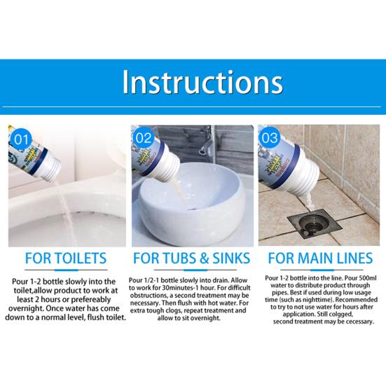 2Pcs Powerful Toilet Clogging Sewer Sink Drain Cleaner Dredging Agent Powder