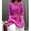 Zomer Geborduurde Katoen Linnen Blouse voor Dames - Los, Casual, Middellang, Chinese Stijl