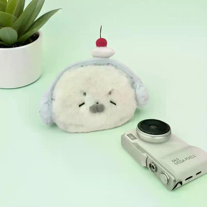 Cute Plush Snowman Coin Purse Cartoon Mini Wallet Zippered Small Money Bag Portable Key Card Storage Pouch for Kids Girls