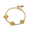 Vietnamese Gold-Tone Four-Leaf Clover Bracelet for Women: Luxurious, Elegant, Luck-Infused Five-Petal Design