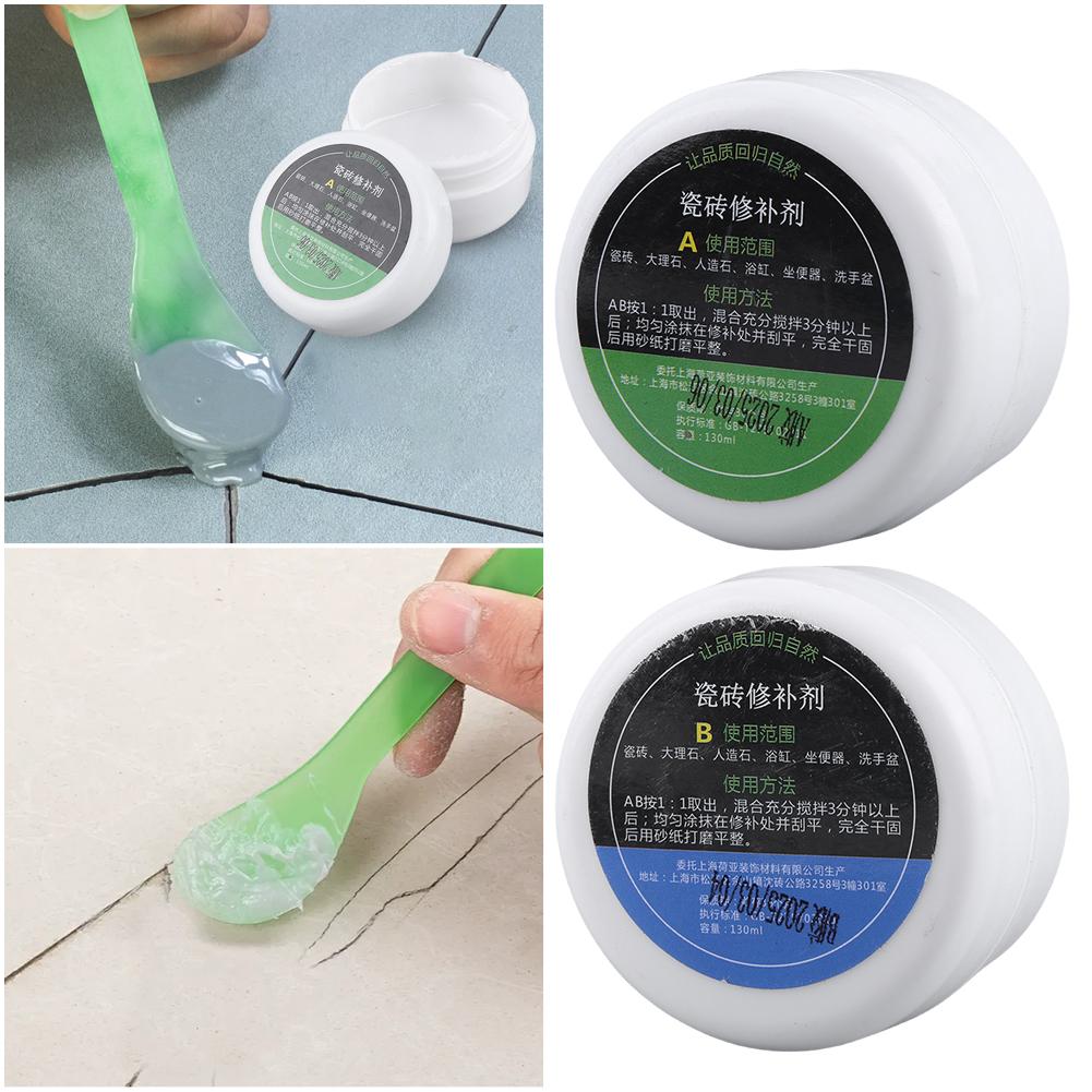 Tile Repair Kit Ceramic Floor Tile Toilet Washbasin Repair Glue Crack Repair Caulk Glue Tile Stone Crack Repair Kit for Cracks