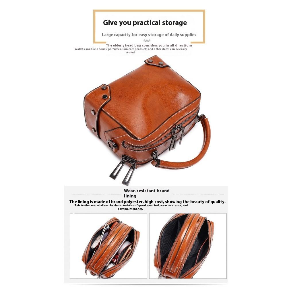Bag Women's 2 Oil Wax Pure Leather Women's Bag Backpack Cowhide Handheld One Shoulder Crossbody Bag