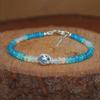 Multifire Paraiba Opal Beads Charm Bracelet, Paraiba Opal Oval Charm Gold Bracelet, Delicate Bracelet, October Birthstone, Gift for Wife