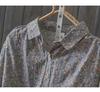 Women's Small Floral Cotton Linen Long Sleeve Shirt - Artistic Casual Spring/Autumn Outerwear