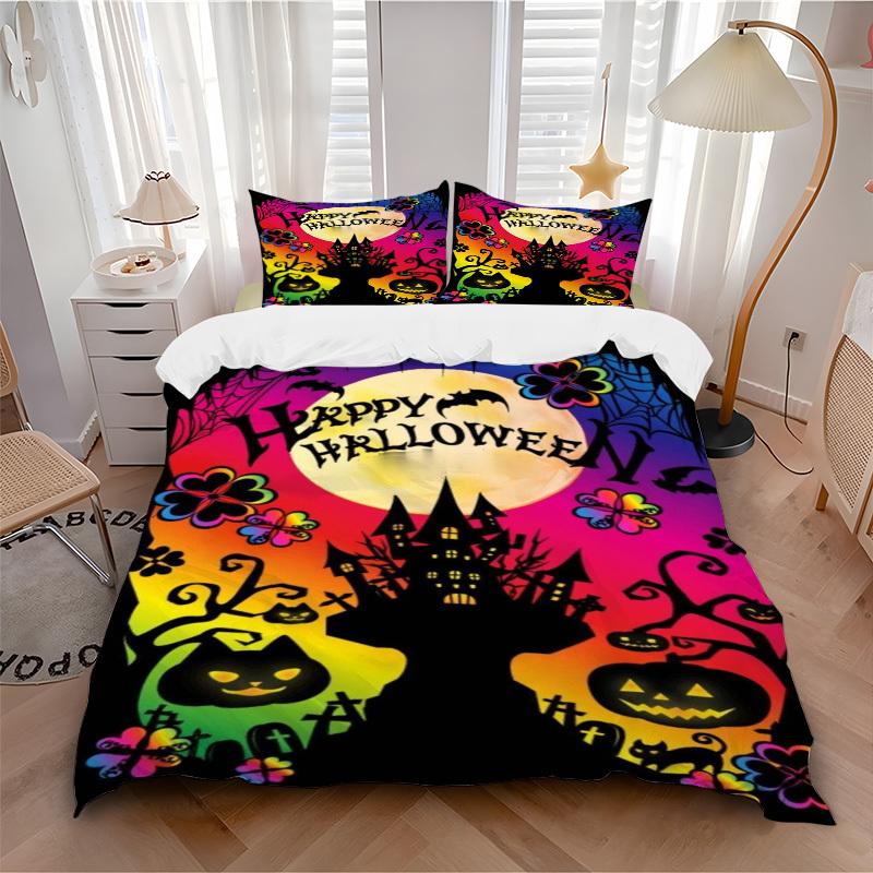 3pcs Halloween Decorations Duvet Cover Set -Includes 1 Duvet Cover and 2 Pillowcases, No Quilt Core, All-Season Home Decor yy251111100