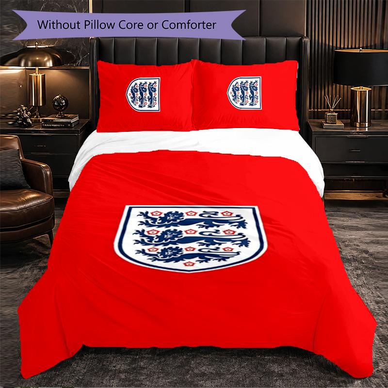 Set Biancheria da Letto a 3 Pezzi Nazionale di Calcio Inglese Morbido Set Copripiumino con Federe Set Decorazione Camera da Letto per la Casa