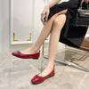 Coconut Style, Spring 2025, New Internet Celebrity Versatile Shallow Flat Sole, Four Seasons Square Toe Maternity Wedding Shoes, Red Single Shoes