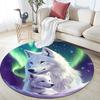 Weißer Wolf Runder Teppich, Teppich für Wohnzimmer Schlafzimmer Sofa Spielzimmer Dekor, Rutschfeste Bodenmatte