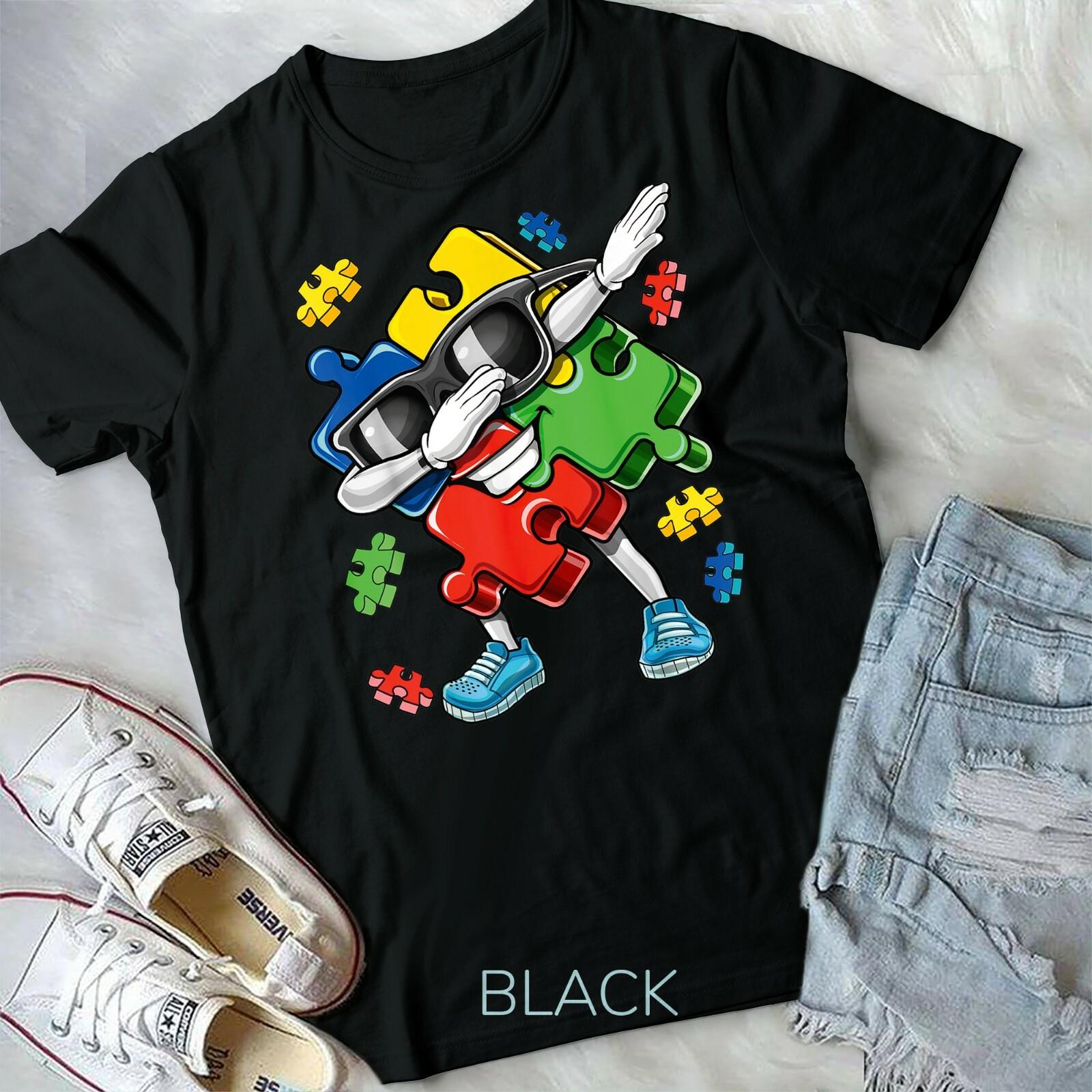 Autism Awareness Dabbing Puzzle Piece Kids Gift Boys Unisex Youth T-shirt XXXXL