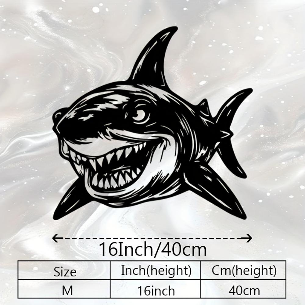 Shark Metal Wall Art Iron Statue Mural Ocean Theme Room Marine Nautical Decor Farmhouse Hanging Ornament Shark Week Gift Marine Life Enthusiasts