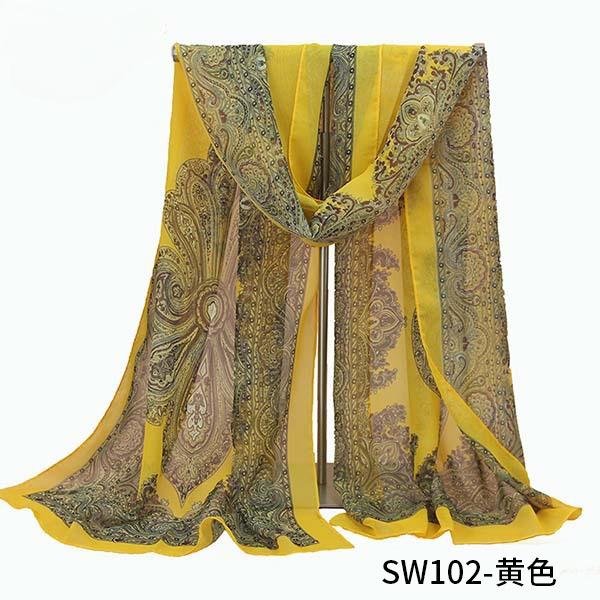 Women Long Chiffon Flower Scarf Sheer Wrap Neck Shawl Stole