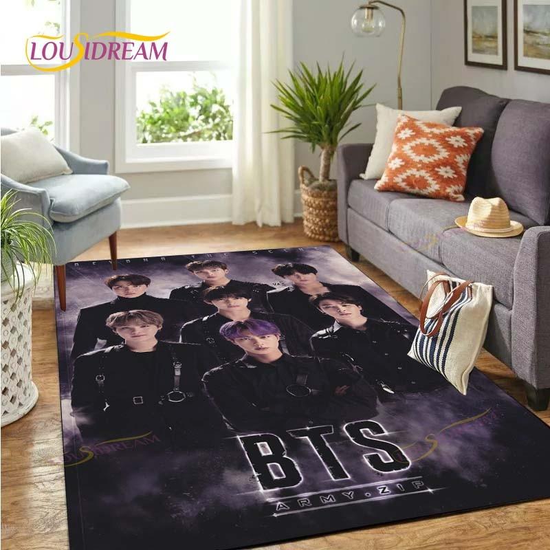 Alfombra de Área Más Nueva de Kpop Bangtan Boys BTS Alfombrilla de Piso para Juegos Infantiles Alfombra Decorativa Más Nueva con Patrón 3D para Sala de Estar