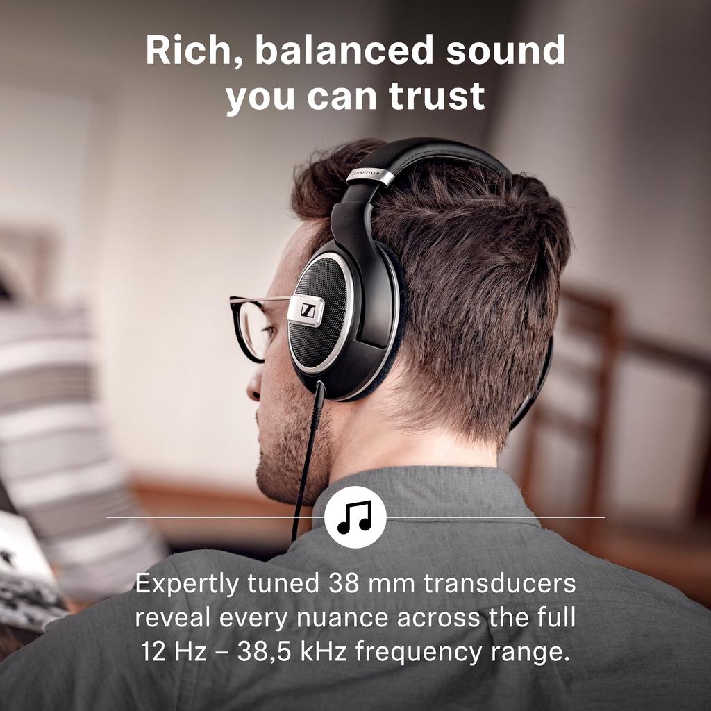 Sennheiser HD 599 SE Studio Premium Natural and Balanced Sound Comfortable Suitable for and Black Open-Back Headphones, Wired, Design, Quality, Fit,