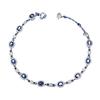 Zhuozhifan S925 Sterling Silver Simulated Sapphire & Diamond Oval Bracelet for Women, Adjustable, Chinese Style.