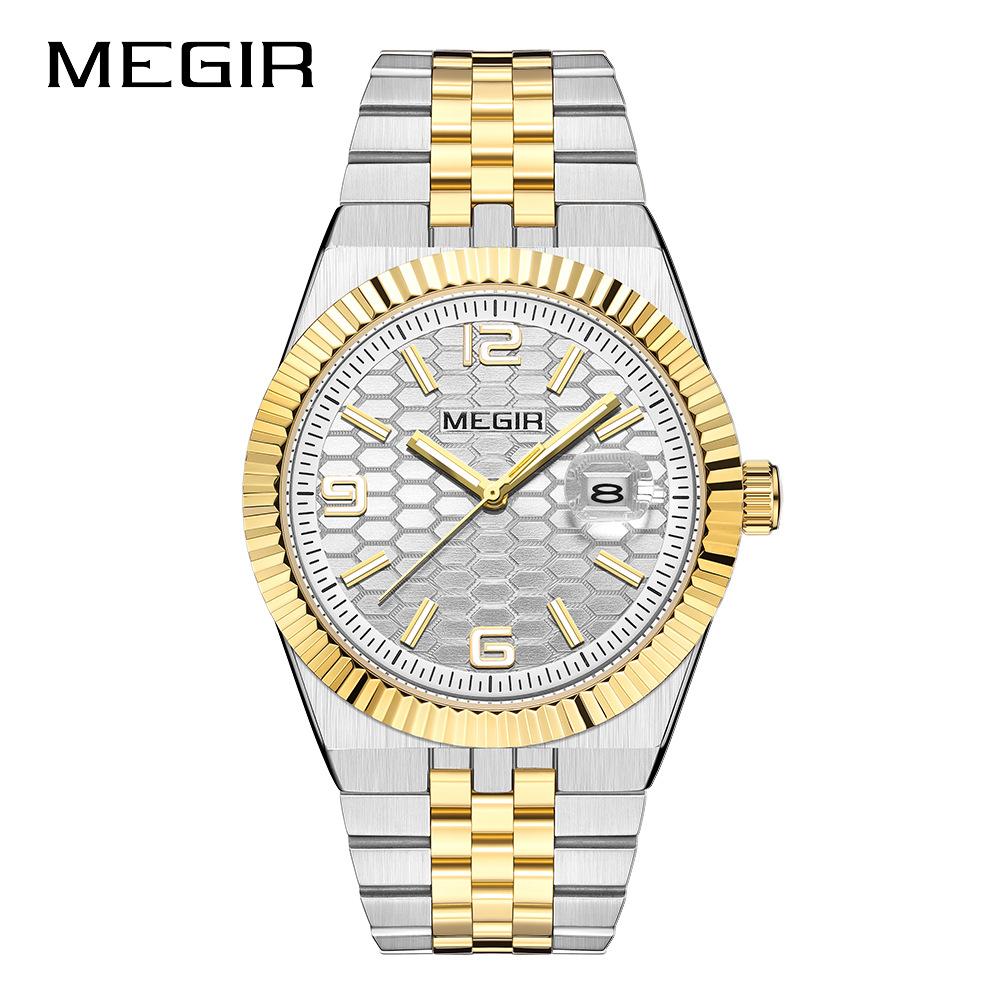 MEGIR New Men Watches Luxury Business Waterproof Quartz Watch for Man Stainless Steel Luminous Male Date Wristwatch