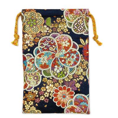 Kochi Bookbinding Goshuincho Drawstring Bag Plum Blossoms Small 11cm X 16cm Size / Seven-Colored (Dark Navy) /