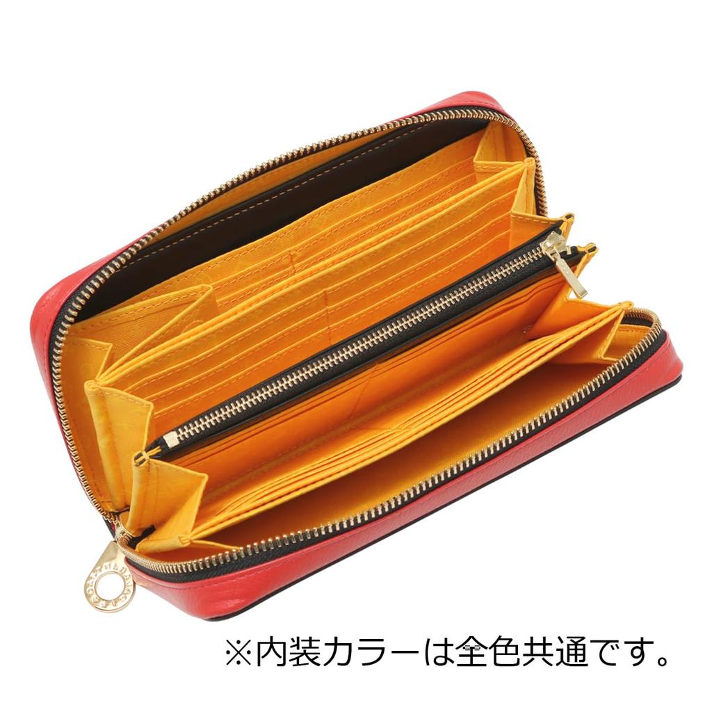 Long Wallet Genuine Leather Large Capacity 081603 Nezel Round Zipper Wide Open Card Storage Cowhide Red [Castelbajac] [14]