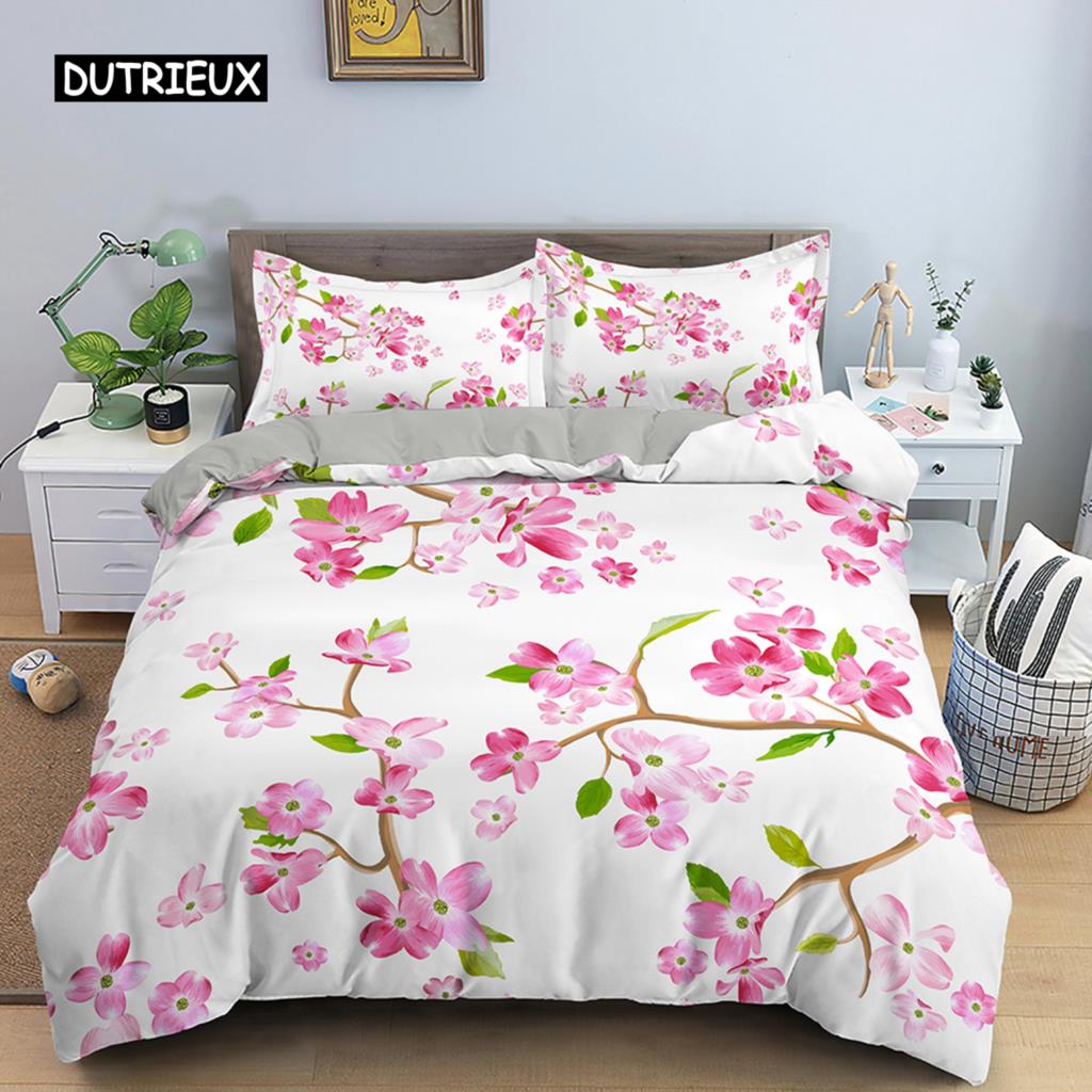 Tropical Plant Bed Linen Collection Green Leaves Quilt Cover with Zipper Closure Comforter Cover Queen Size King Dimension Full Polyester Fabric Quilt