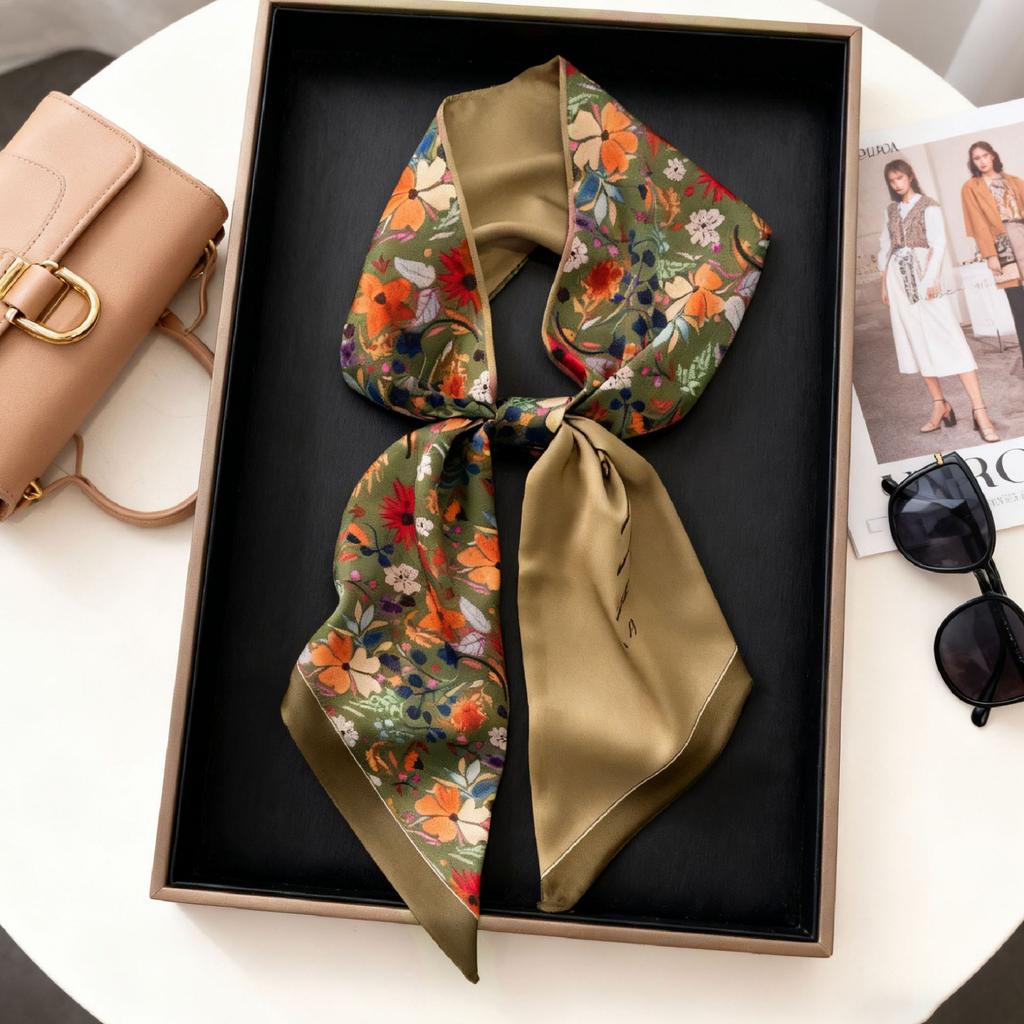 French retro polka dot long silk scarf women's spring and summer fashion temperament versatile high-end scarf headband streamer belt