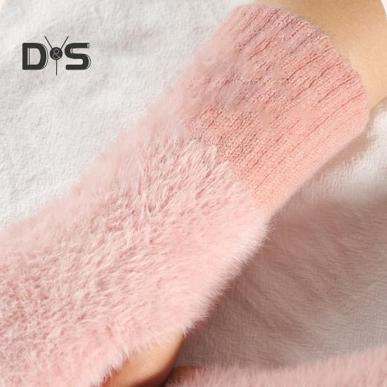 1 paio di guanti invernali da donna, mezze dita, spessi, in peluche, lavorati a maglia, elastici, per touchscreen, protezione del polso, per tenere al caldo, per ufficio, per scrivere, per studenti
