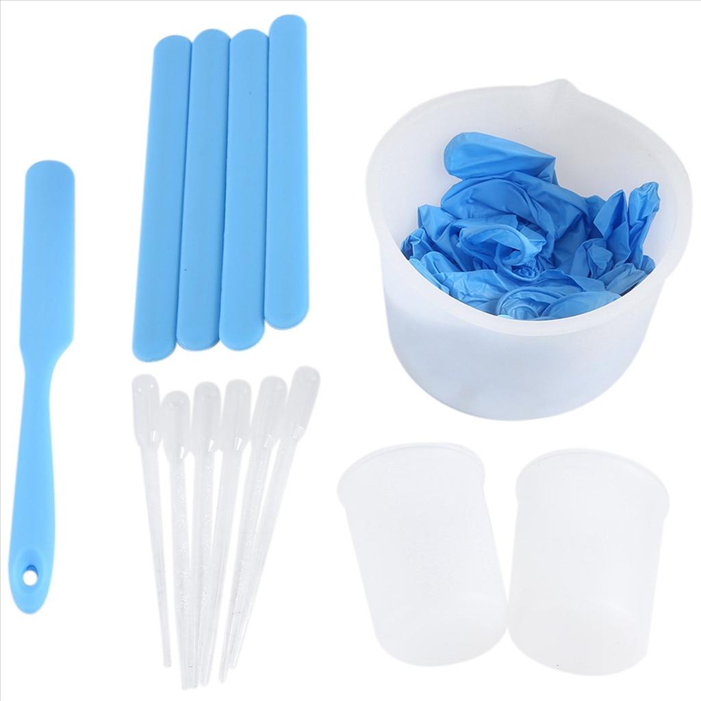 Silicone Measuring Cup Set for Epoxy Resin,600 & 100 Ml Mixing Cup, Silicone Spatula,Gloves Of Epoxy Resin,Easy To