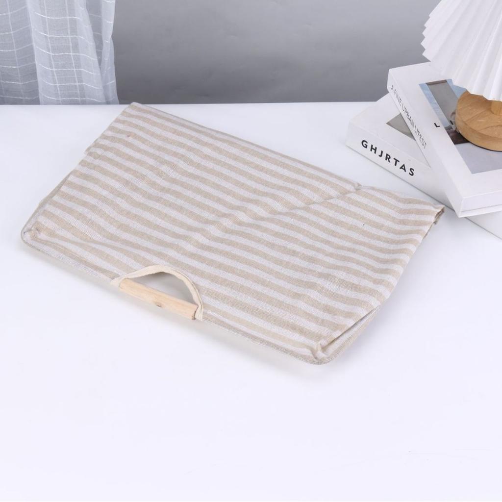 Opvouwbare Katoen Linnen Waszak met Houten Handvat Grote Opbergmand voor Kleding Duurzaam Polycotton Canvas Organizer