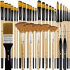 32pcs Paint Brush Set, Artist Series, Nylon Bristles with Round, Filbert, Flat, Fan, Angle, Detail Brush, Suitable for Painting
