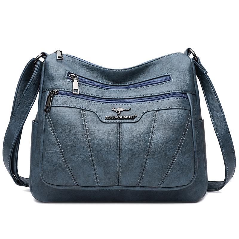 Bag Women's New Korean Version Embroidered Thread Shoulder Messenger Bag Simple, Fashionable and Large-capacity Middle-aged Women's Mother Bag