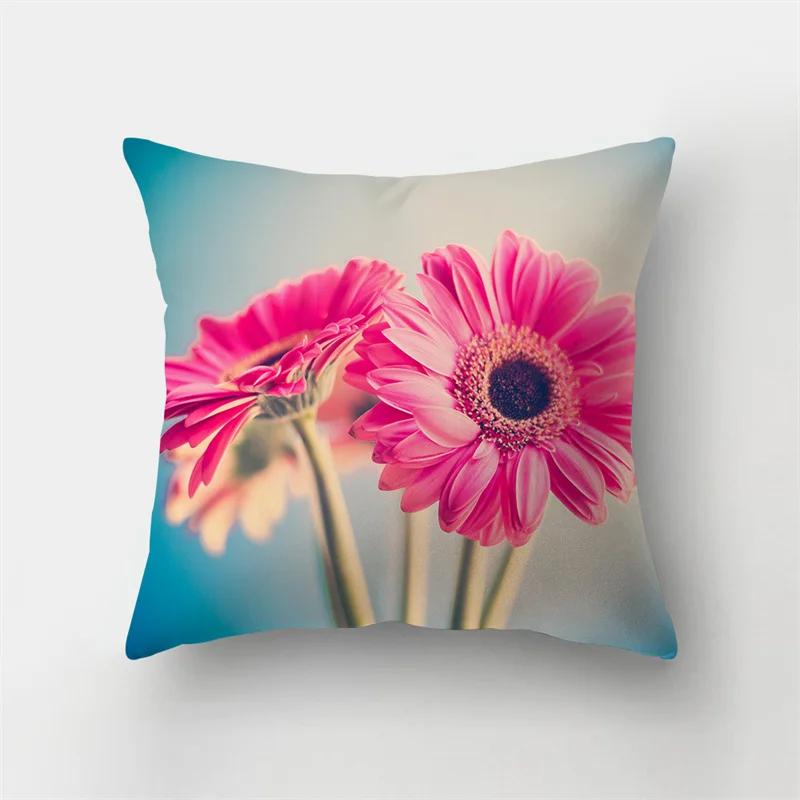Colorful Butterfly Plant Printing Pattern Cushion Cover for Home Living Room Sofa Office Decoration Throw Pillow