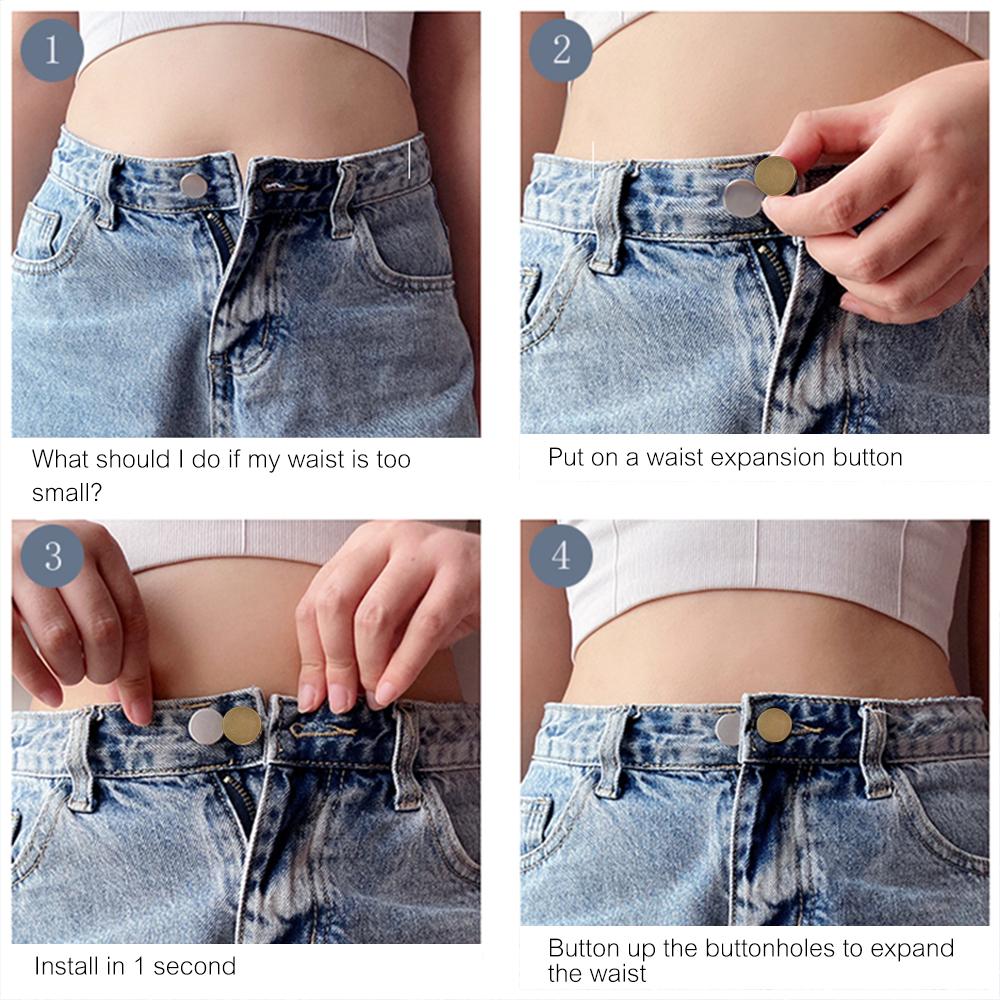 2PCS Solid Color Glossy Spring Expansion Waist Button