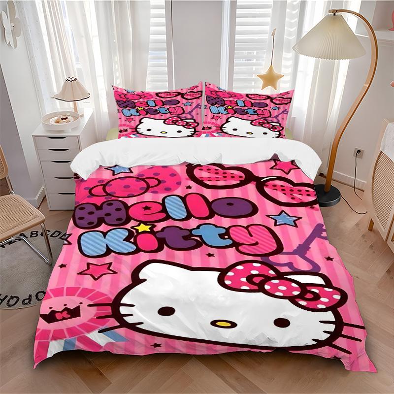 3pcs Hello Kitty Bedding Set. Soft and Comfortable with No Core Included (1x Duvet Cover + 2x Pillow Covers) Yy251031042