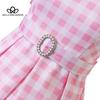 Rosa Süße Mode Vintage Plaid Kordelzug Cosplay anzüge Hohe Taille Langes Kleid Frau Mode Kleid Frau Cosplay Kleidung