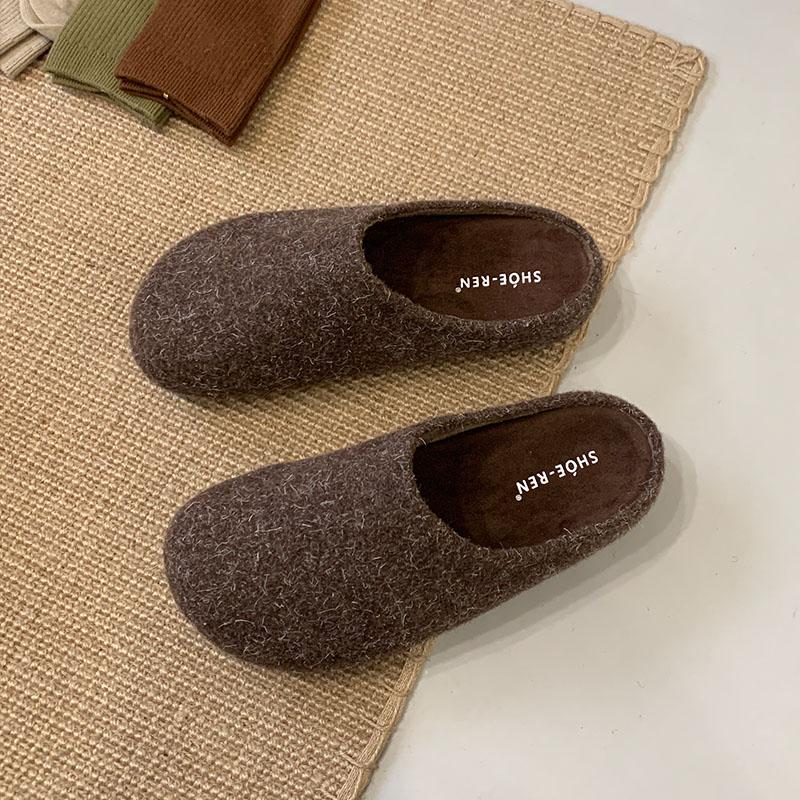 Fashion Warm Ladies Flats Slippers Shoes Round Toe Female Slides Outdoor Indoor Fashion Flock Women Slippers Sandals Shoes Mules