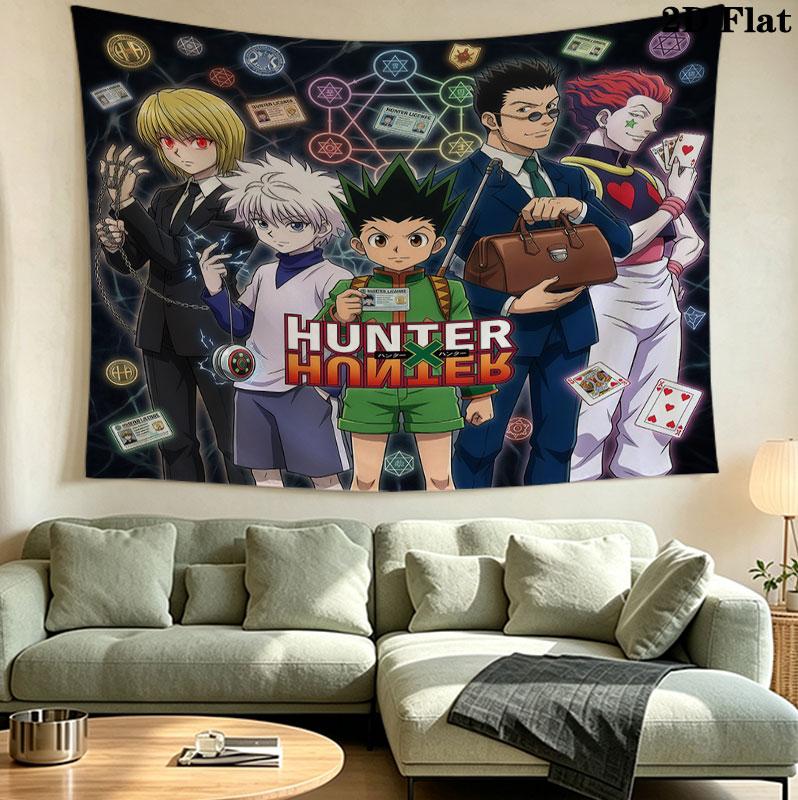 Hunter X Hunter Wall Tapestry Aesthetic Wall Hanging Printed Fabric Blanket Decorative Tapestries For Bedroom Living Room Home Decor