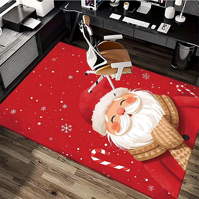 Christmas Santa Claus Chair Mat - Anime Cartoon Design, Non-Slip Carpet for Office, Home Decor, Living Room, Bedroom, Gaming Room & Dormitory.R063