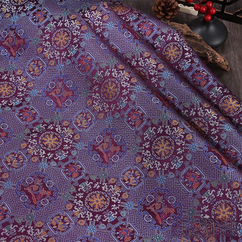 

Vintage Imitation Song Brocade Fabric Jacquard Satin Cloth for Diy Hanfu Horse Face Skirt Cushion Pillow Ethnic Costume 100x150cm