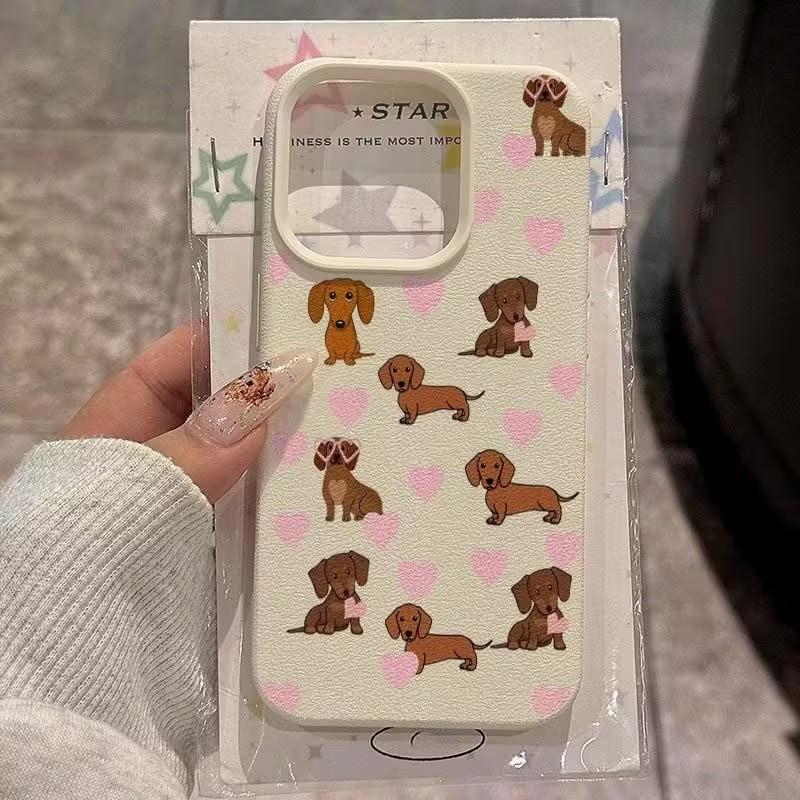 

For iPhone 16 Case Dachshund Bear Pattern Soft Phone Cases for iPhone 11 12 13 14 15 16 17 Air Pro Max XS XR Plus Soft Cover iPhone X