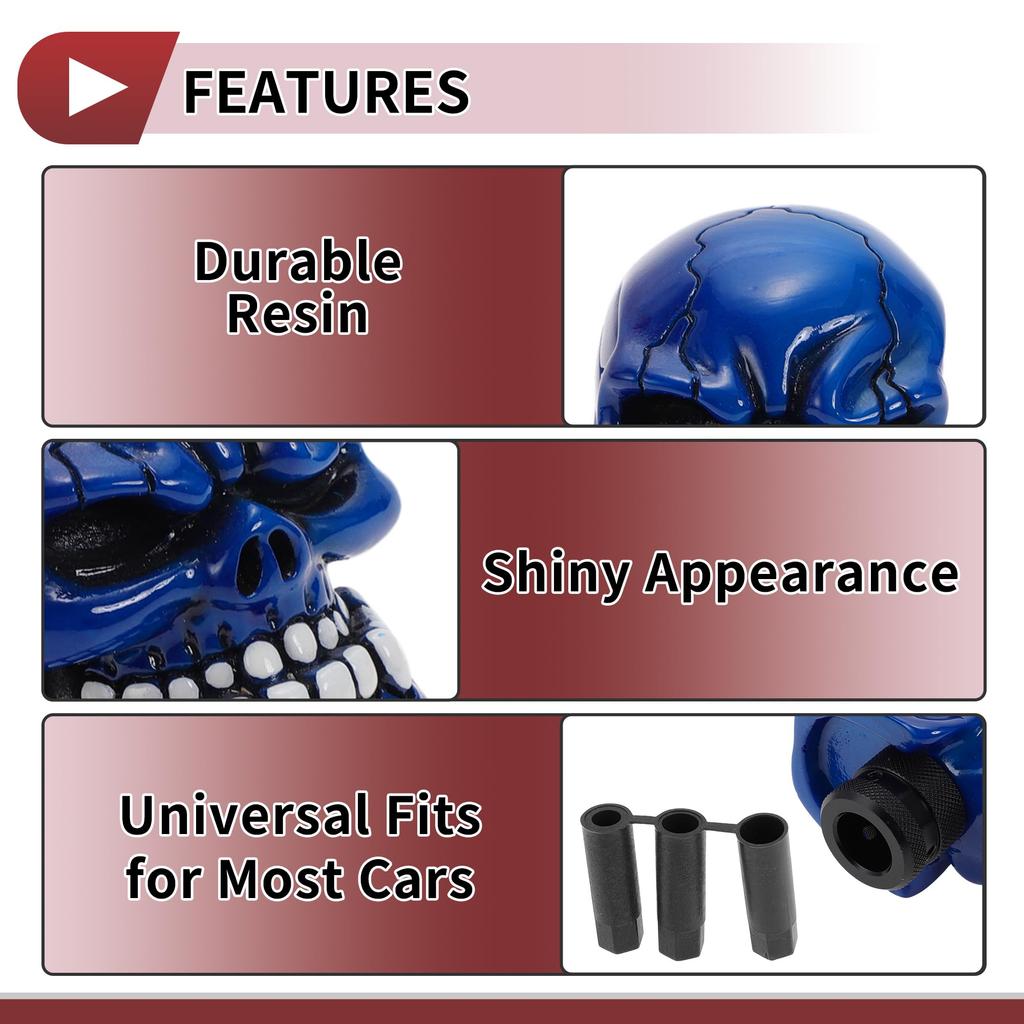 HEROFFIX 7cm Skull Shift Knob Universal Gear Shift Knob Resin Stick Shifter Lever Knob