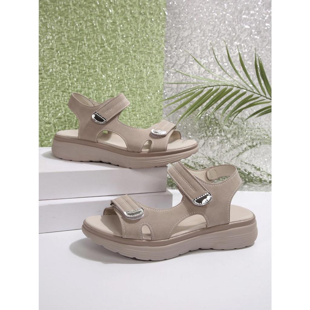 Ladies' Elegant Mary Jane Sandals - Adjustable Ankle Strap, Breathable Toe and Cushioned Insole, Summer Beach Slope Heel Design Open Toe Sandals