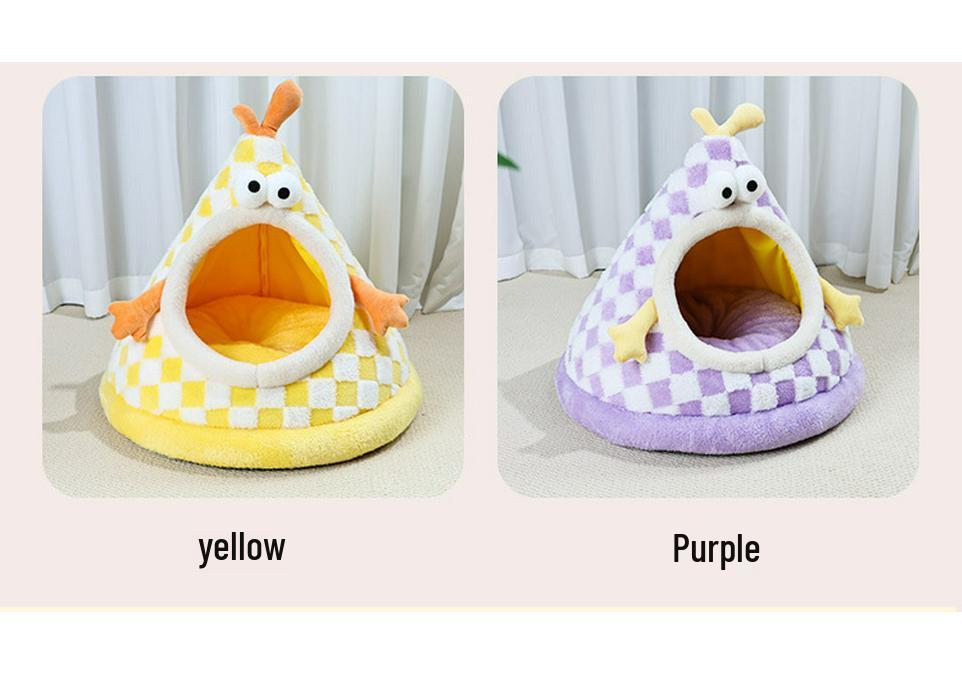 Cozy Semi-Enclosed Washable Cat & Dog Tent Bed for All Seasons